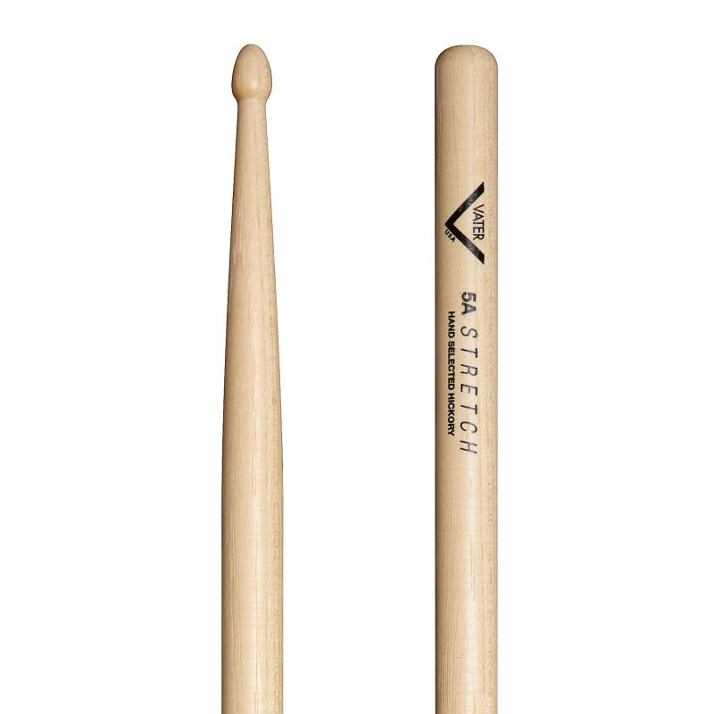Vater 5A Stretch Wood Tip Hickory Drum Sticks, Pair